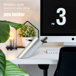 KayYuki Office Modern Art Pen Holder Aluminum Alloy Tilt Pen Holder Handicraft Office Desktop Accessories Pencil Cup Office Storage Pen Cup(Silver) - Image 6
